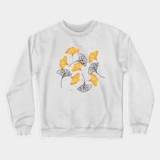 Yellow and Black Fall Ginkgo Leaves Crewneck Sweatshirt